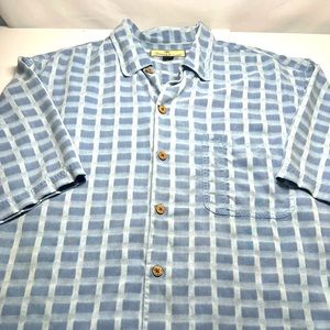 Tommy Bahama Silk Short Sleeve Button Down Slit Sides Medium